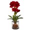 Nearly Natural 24" Amaryllis Artificial Flower Arrangement in Glass Vase